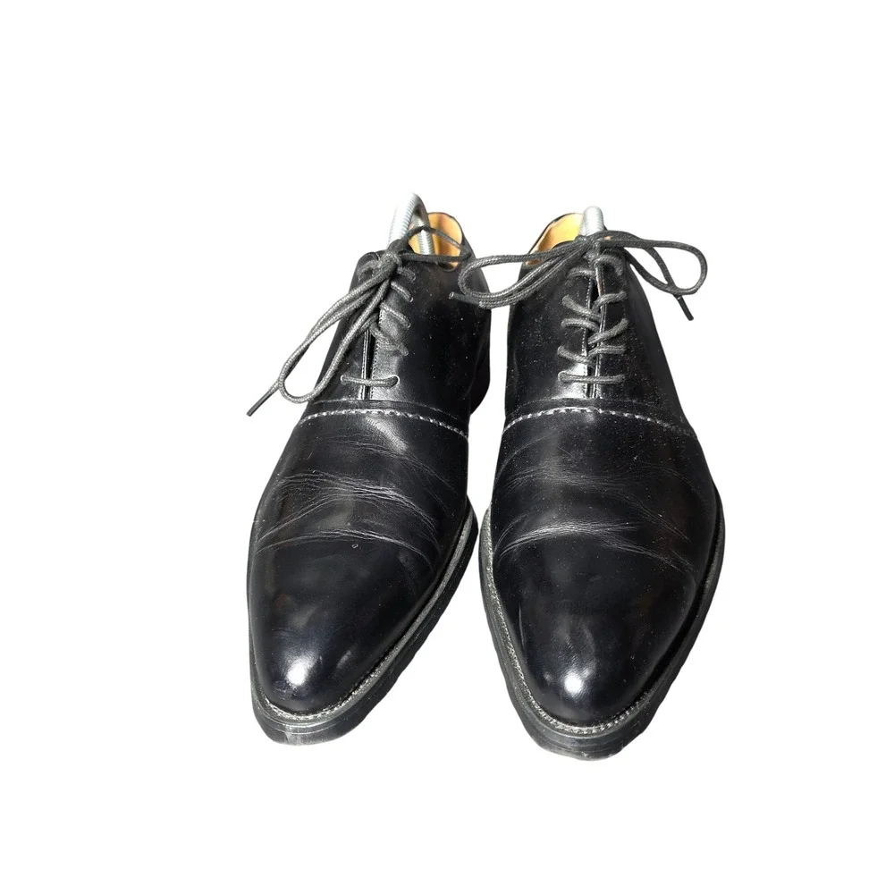 Pierre Cardin Mens Black Leather Oxford Dress Shoes V86100-3 Size 40